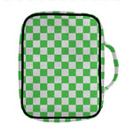 White And Green Checkered Print Front Pocket Bible Bag