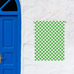 White And Green Checkered Print Garden Flag
