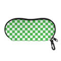 White And Green Checkered Print Glasses Case