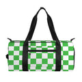 White And Green Checkered Print Gym Bag