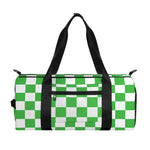 White And Green Checkered Print Gym Bag