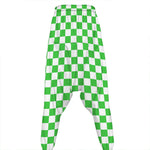 White And Green Checkered Print Hammer Pants