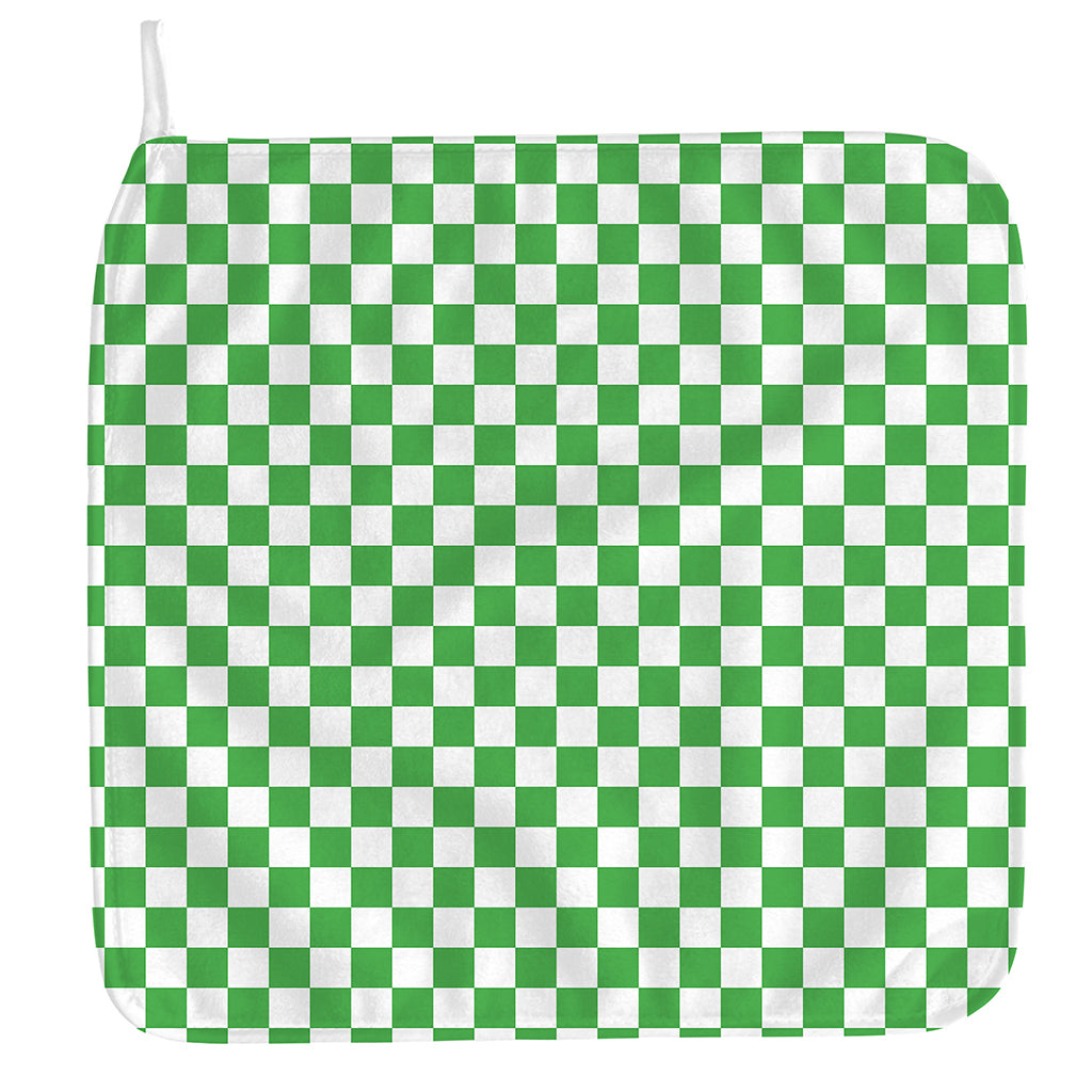 White And Green Checkered Print Hand Towel