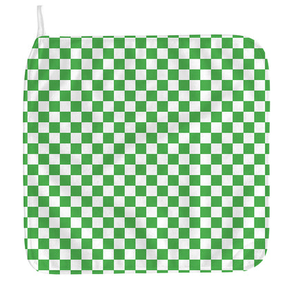 White And Green Checkered Print Hand Towel