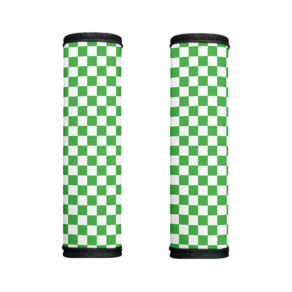 White And Green Checkered Print Handle Covers