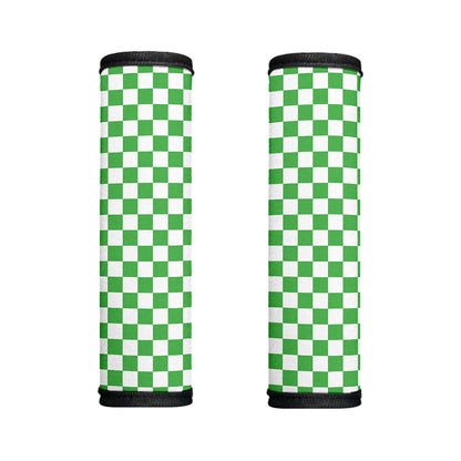 White And Green Checkered Print Handle Covers