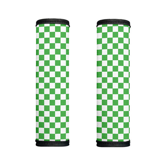 White And Green Checkered Print Handle Covers
