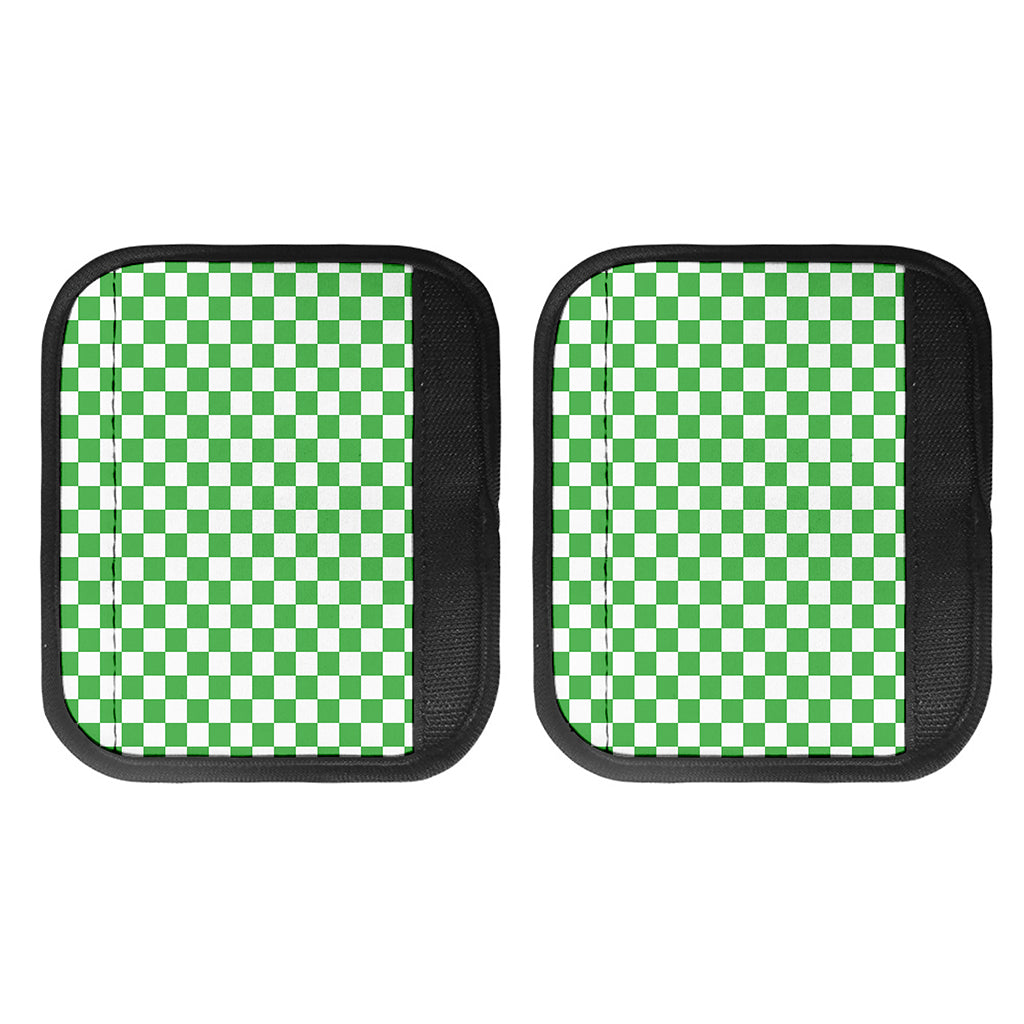 White And Green Checkered Print Handle Covers