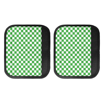 White And Green Checkered Print Handle Covers