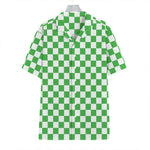 White And Green Checkered Print Hawaiian Shirt