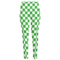 White And Green Checkered Print High-Waisted Pocket Leggings