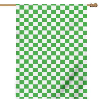White And Green Checkered Print House Flag