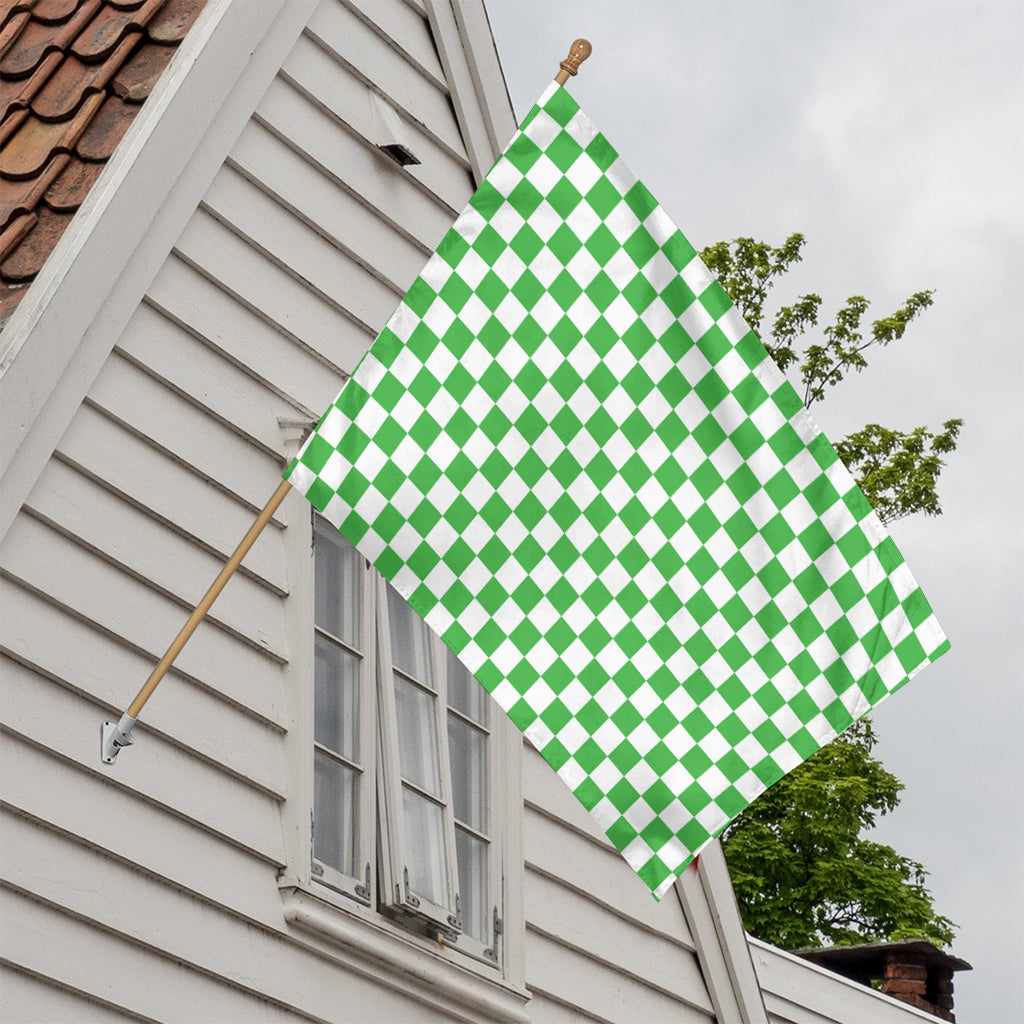 White And Green Checkered Print House Flag