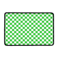 White And Green Checkered Print Kitchen Mat