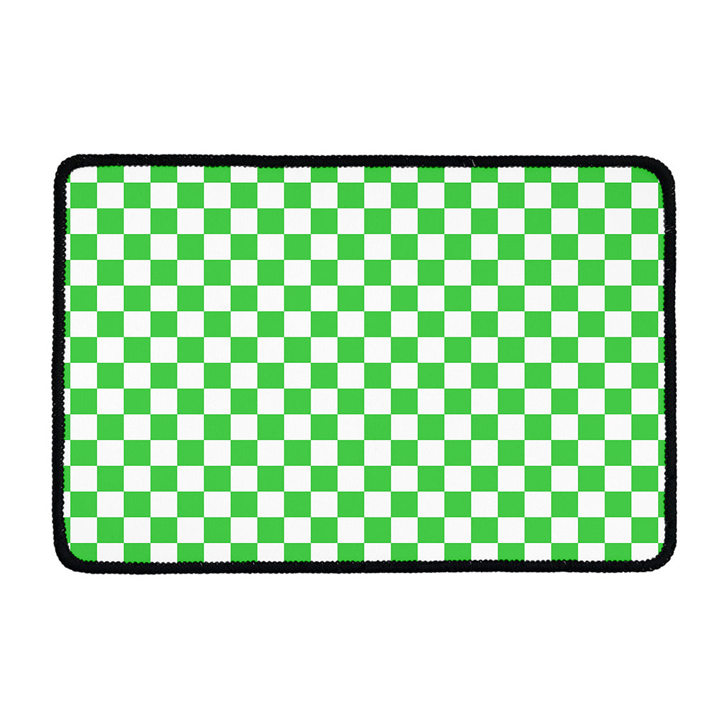 White And Green Checkered Print Kitchen Mat
