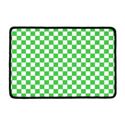 White And Green Checkered Print Kitchen Mat