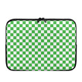 White And Green Checkered Print Laptop Sleeve