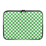 White And Green Checkered Print Laptop Sleeve