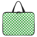 White And Green Checkered Print Laptop Sleeve With Handle