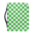 White And Green Checkered Print Leather Bible Cover