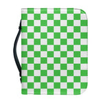 White And Green Checkered Print Leather Bible Cover