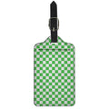 White And Green Checkered Print Luggage Tag