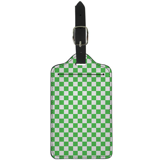 White And Green Checkered Print Luggage Tag