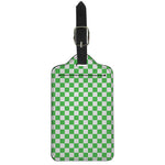 White And Green Checkered Print Luggage Tag