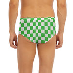 White And Green Checkered Print Men's Briefs