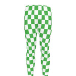 White And Green Checkered Print Men's leggings
