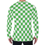 White And Green Checkered Print Men's Long Sleeve T-Shirt