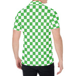 White And Green Checkered Print Men's Shirt