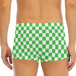 White And Green Checkered Print Men's Short Boxer Briefs