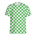 White And Green Checkered Print Men's Athletic T-Shirt