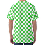 White And Green Checkered Print Men's Velvet T-Shirt
