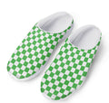 White And Green Checkered Print Mesh Casual Shoes