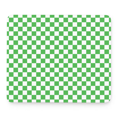 White And Green Checkered Print Mouse Pad