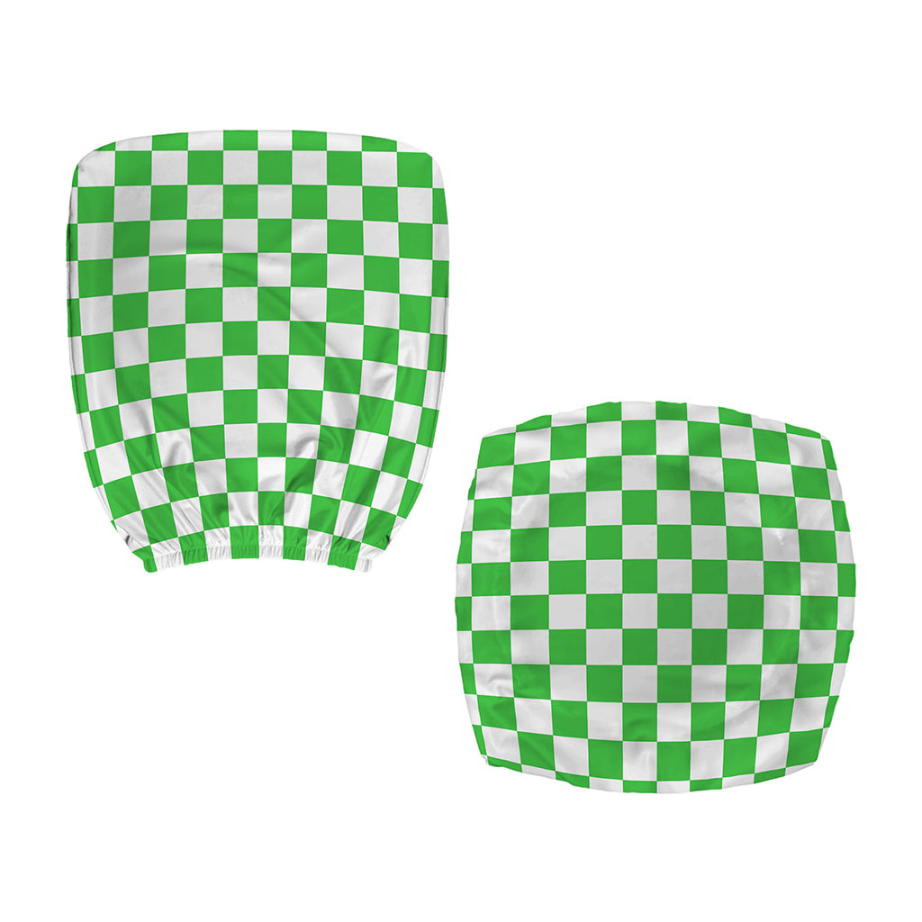 White And Green Checkered Print Office Chair Cover