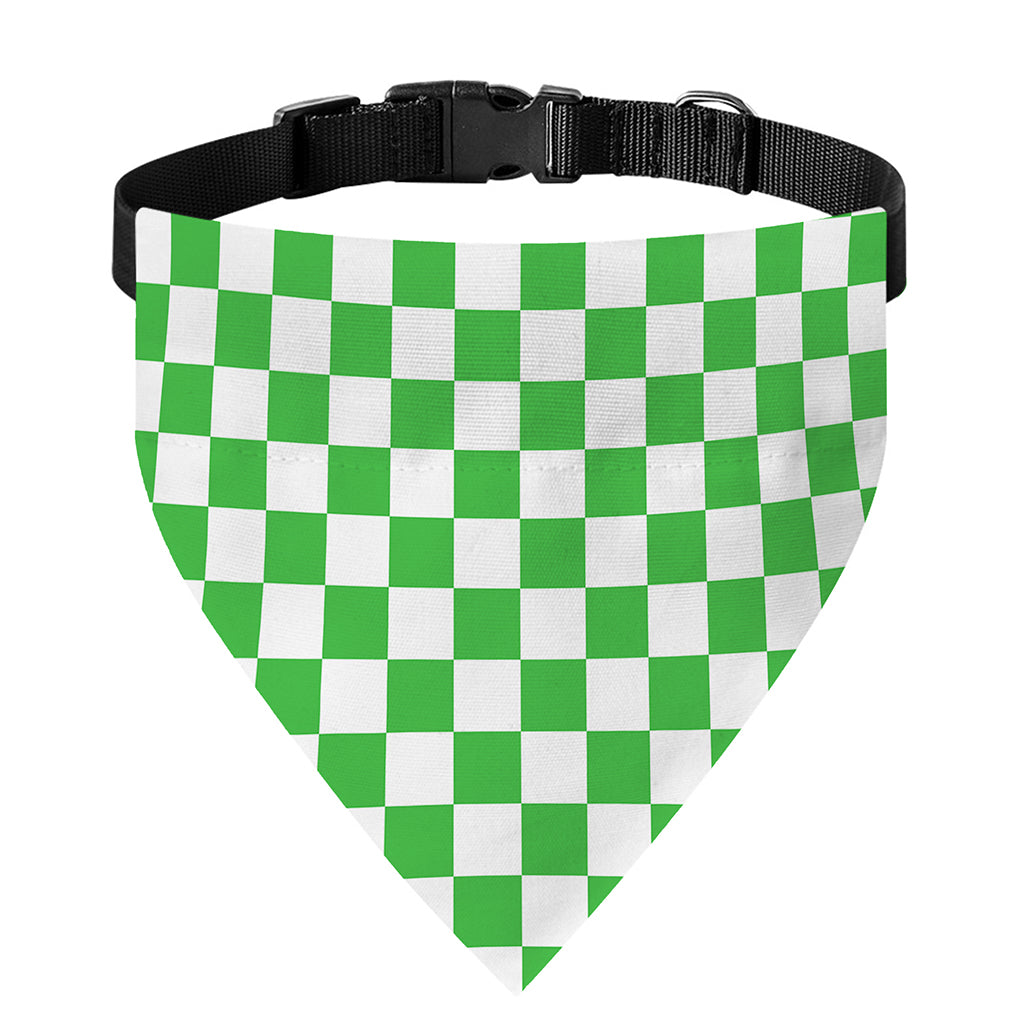 White And Green Checkered Print Over The Collar Dog Bandana
