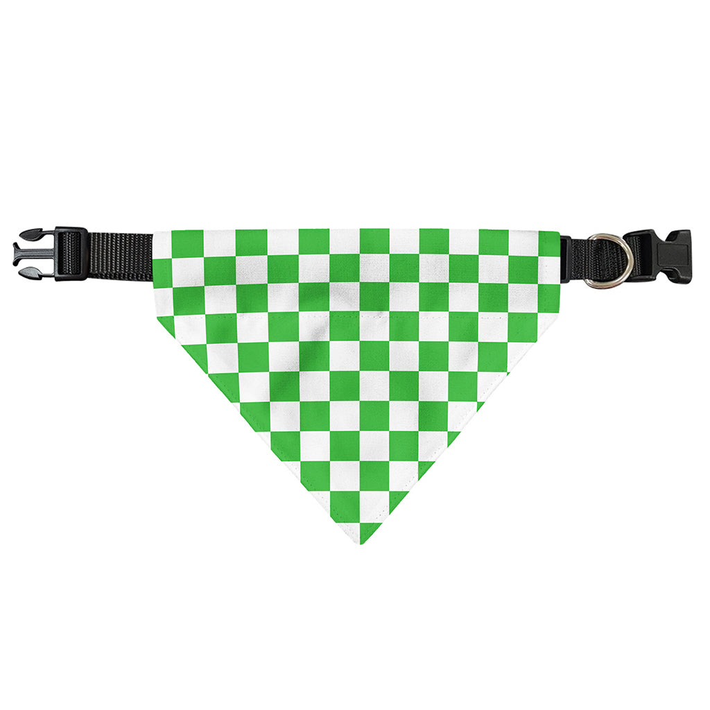 White And Green Checkered Print Over The Collar Dog Bandana