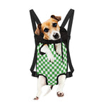White And Green Checkered Print Pet Carrier Backpack
