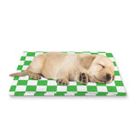 White And Green Checkered Print Pet Cooling Mat Cover
