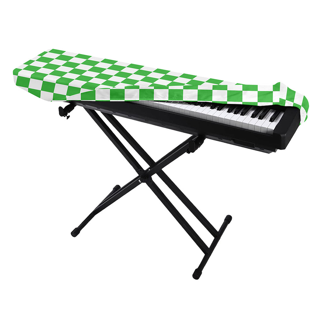White And Green Checkered Print Piano Keyboard Cover