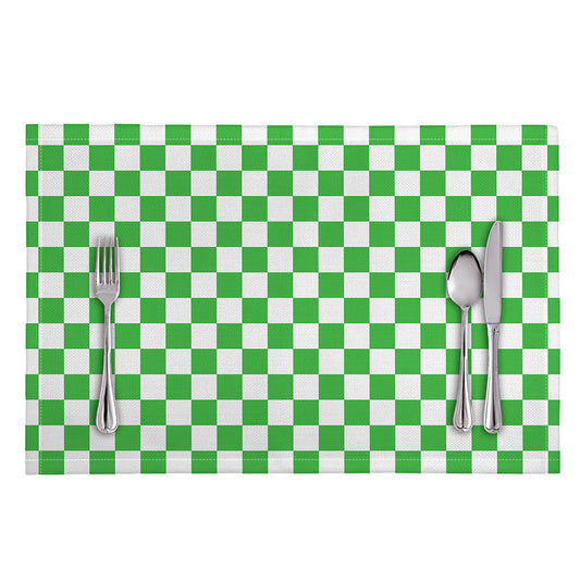 White And Green Checkered Print Placemat