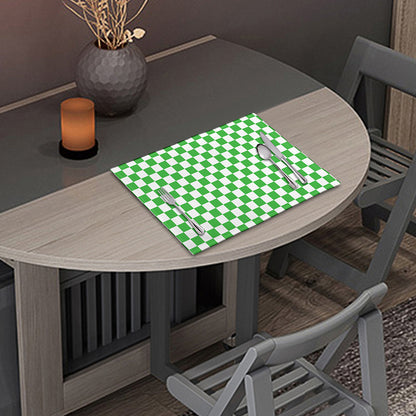 White And Green Checkered Print Placemat
