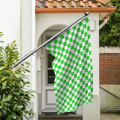 White And Green Checkered Print Polyester Flag