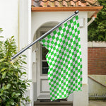 White And Green Checkered Print Polyester Flag