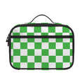 White And Green Checkered Print Portable Lunch Bag