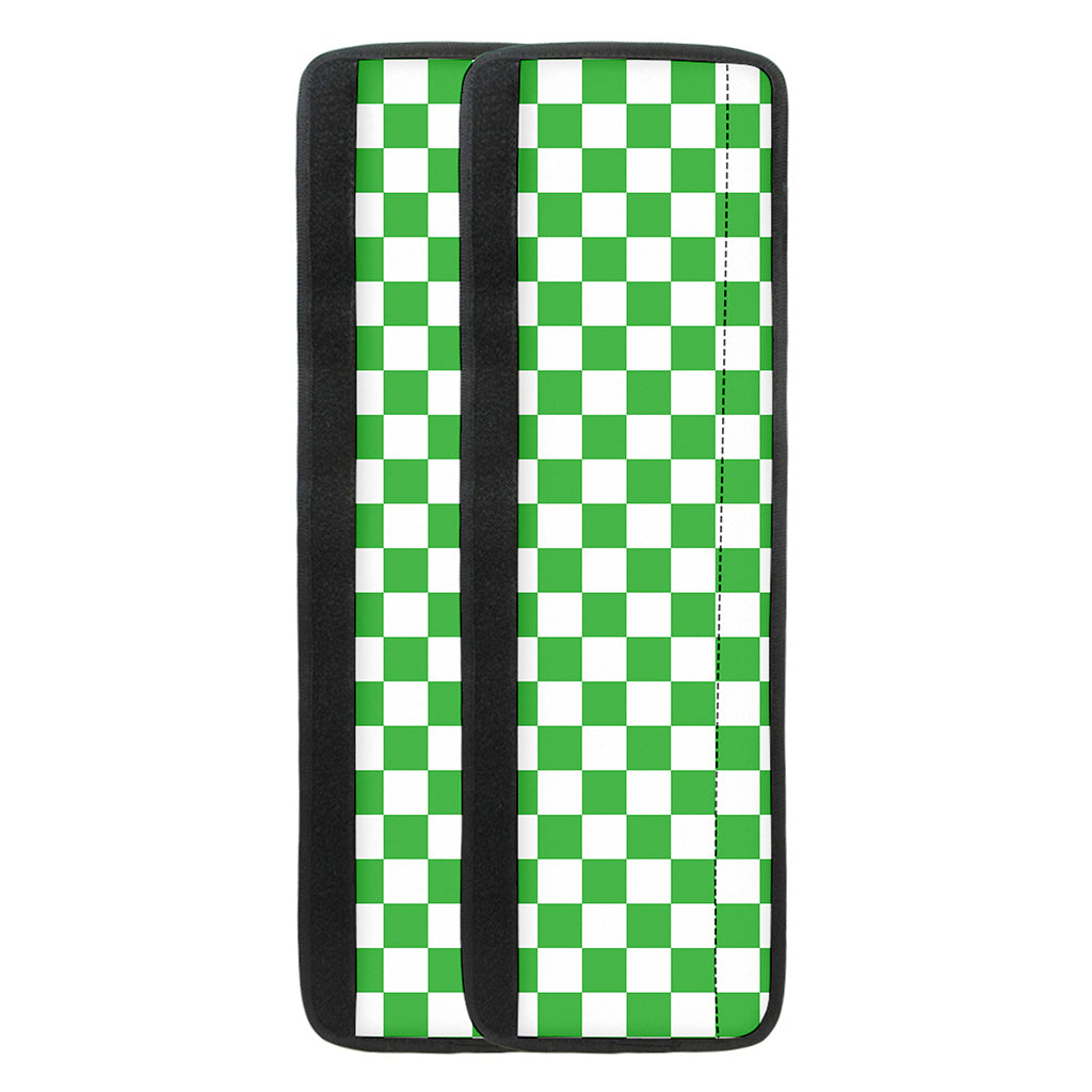 White And Green Checkered Print Refrigerator Handle Covers