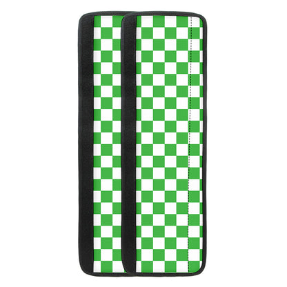 White And Green Checkered Print Refrigerator Handle Covers